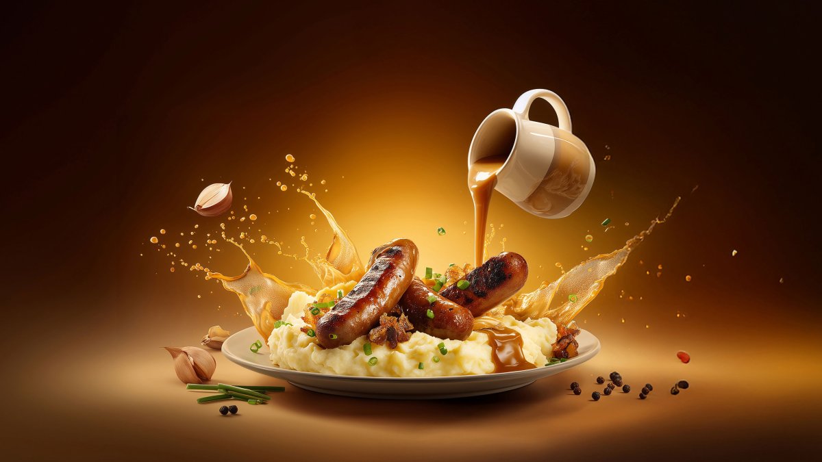 Sausage & Mash with Oyster Sauce Gravy