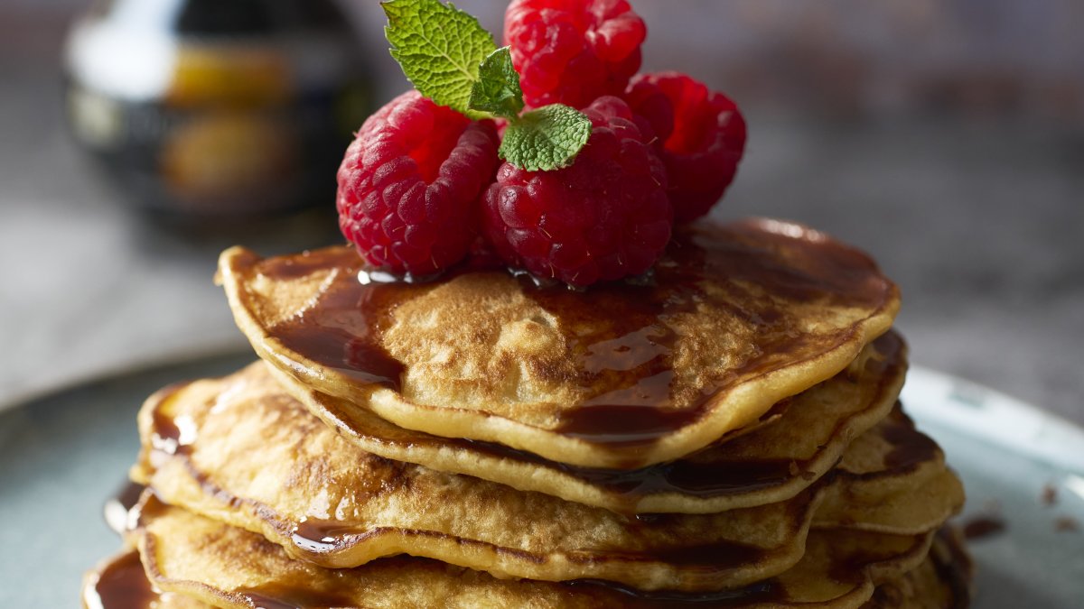 Raspberry Pancakes with Dark Choc Soy Drizzle by Ching He Huang