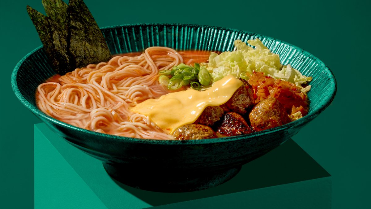 Ramen Noodles with Cheesy Kimchi Broth