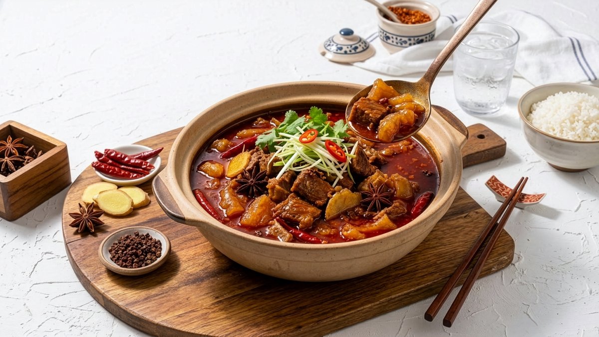 Spicy Mala Braised Beef Brisket & Tendon Pot