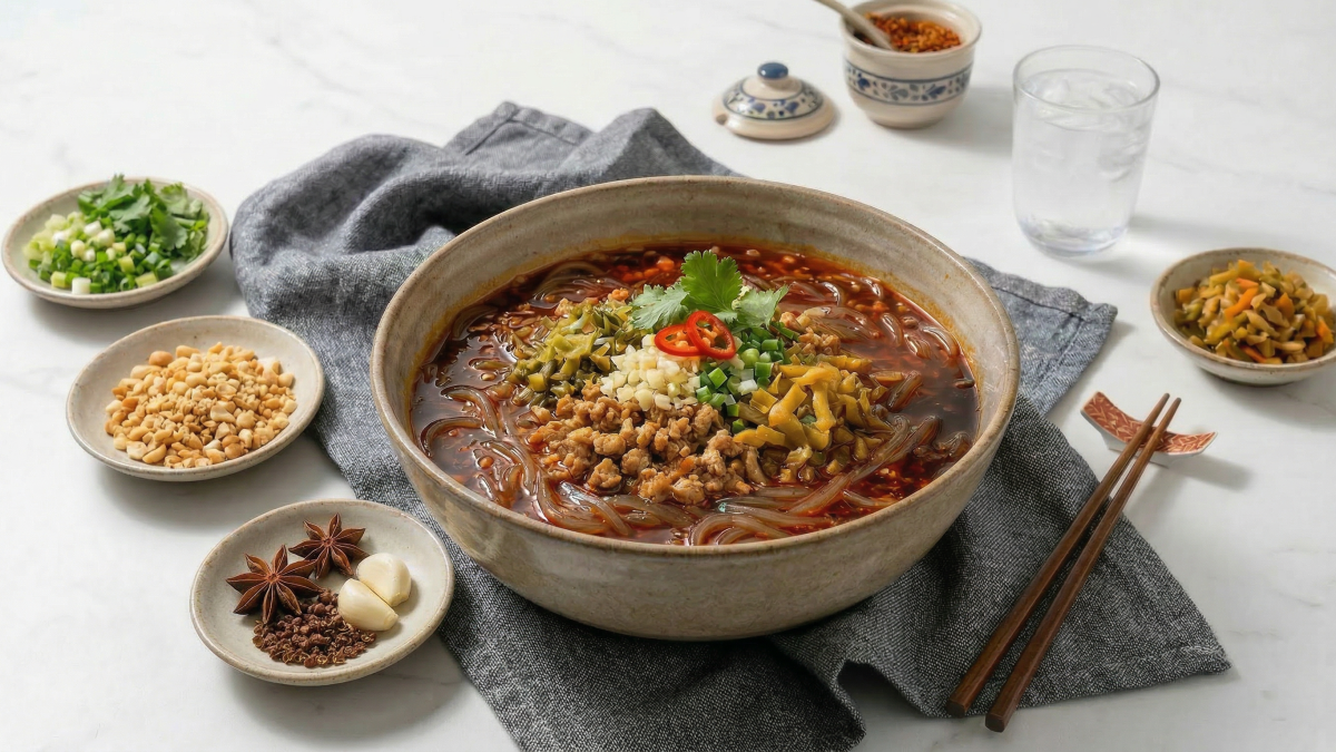 Spicy Minced Pork Hot & Sour Glass Noodles
