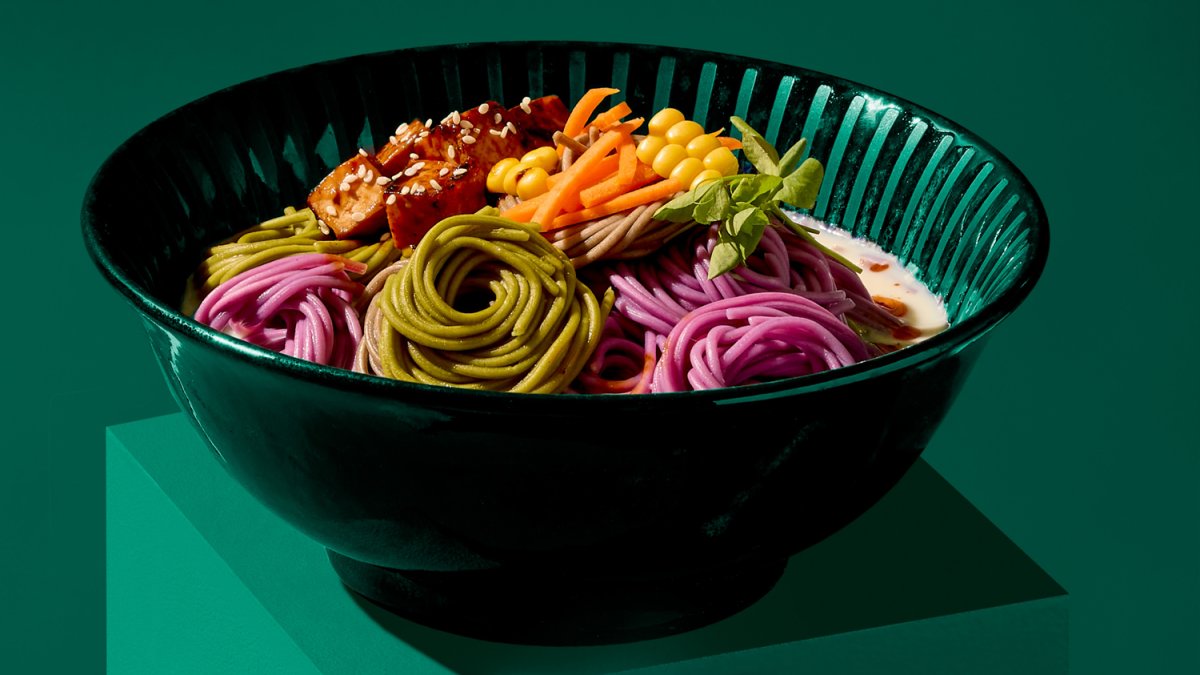 Sticky Spicy Tofu & 4-Flavour Noodles in Umami Soy Milk Broth